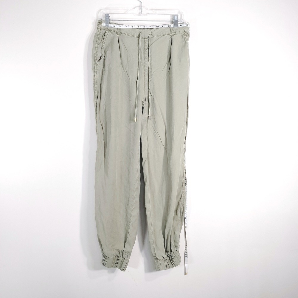 OAT New York Sage Green Joggers; Lyocell Elastic Waist Casual Cargo Style Pants
